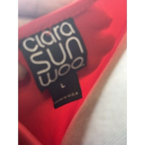 CLARA SUNWOO Dress Womens Size L Red One Shoulder Asymmetrical Ruffle Size Large - Picture 4 of 4